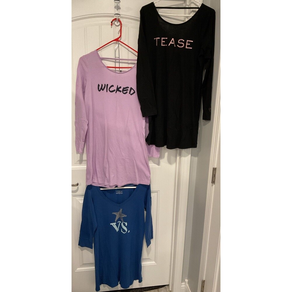Victoria's Secret TEASE/WICKED/3/4 Sleeve Nightgown/Sleepshirt Lot of 3 Medium